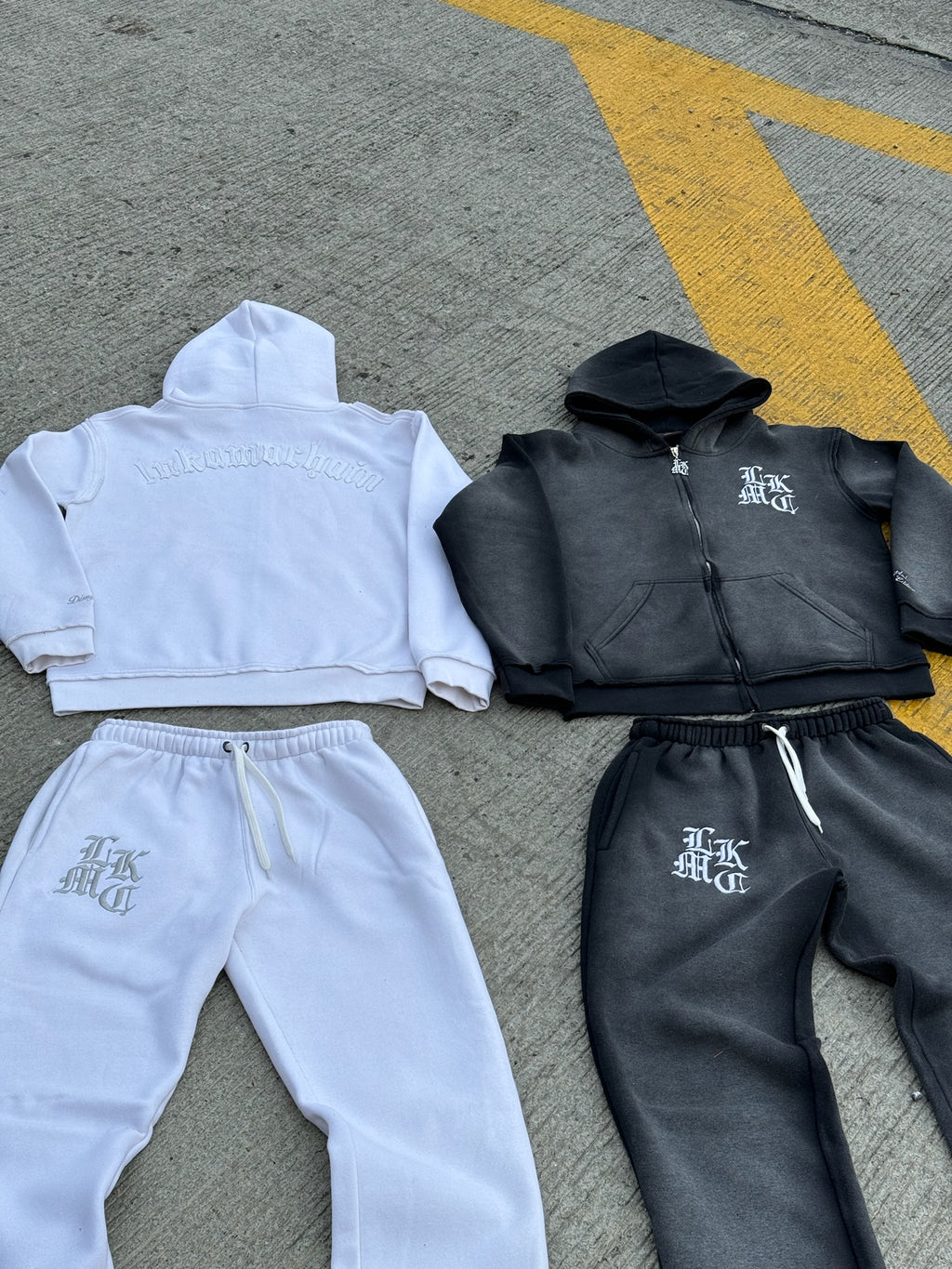 LUKAMACHAIN Distressed Zip Hoodie Dark Grey